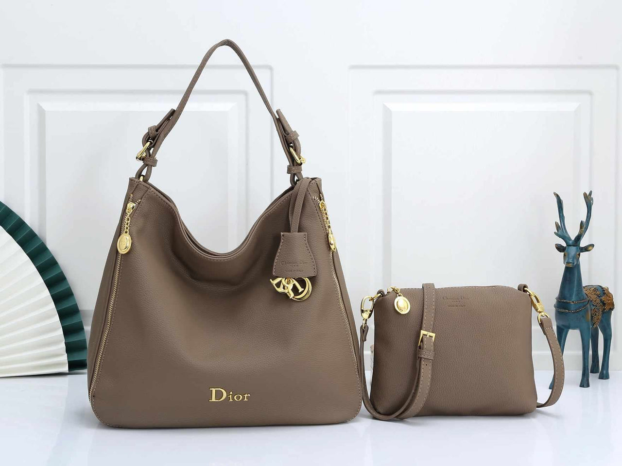 D788 Leather Hobo Shoulder Bag and Sling Bag Set