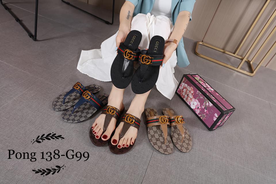 GG138-G99 Double G Leather Thong Sandals