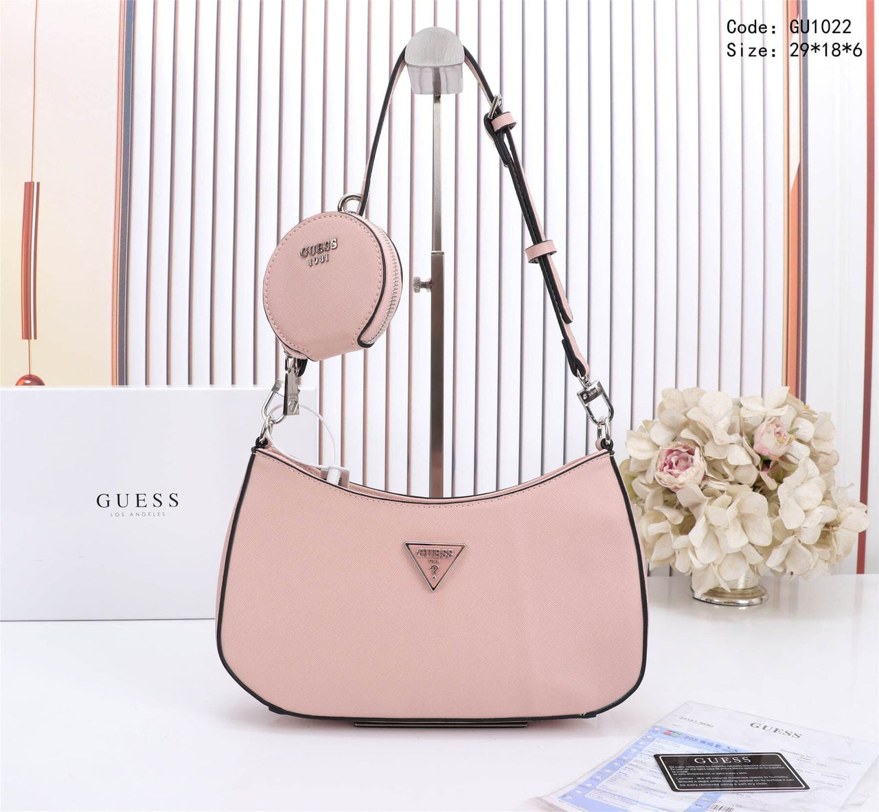 GU1022 Leather Hobo Bag with Coin Purse