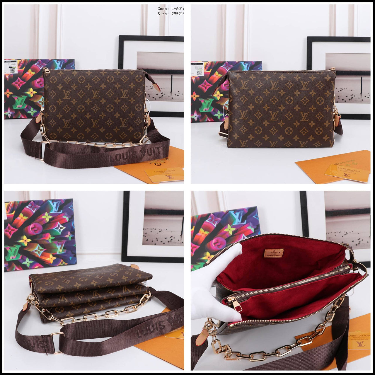 LV21353 Crossbody Bag with Chain Accent