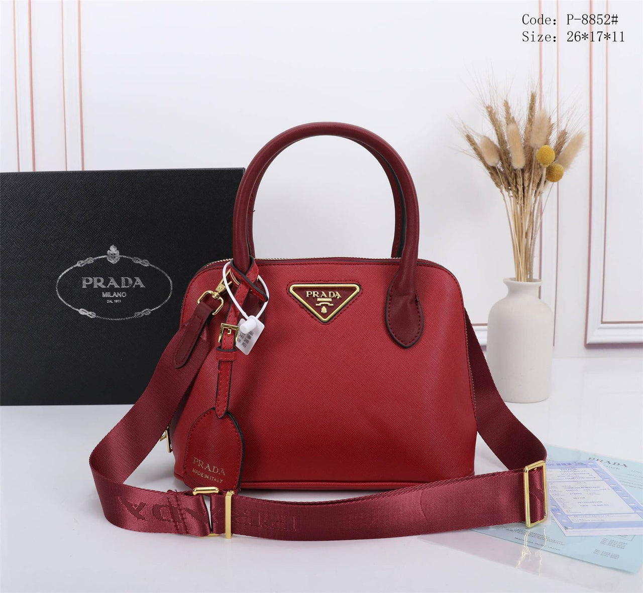 PRD8852 Leather Handbag Top Handle with Sling