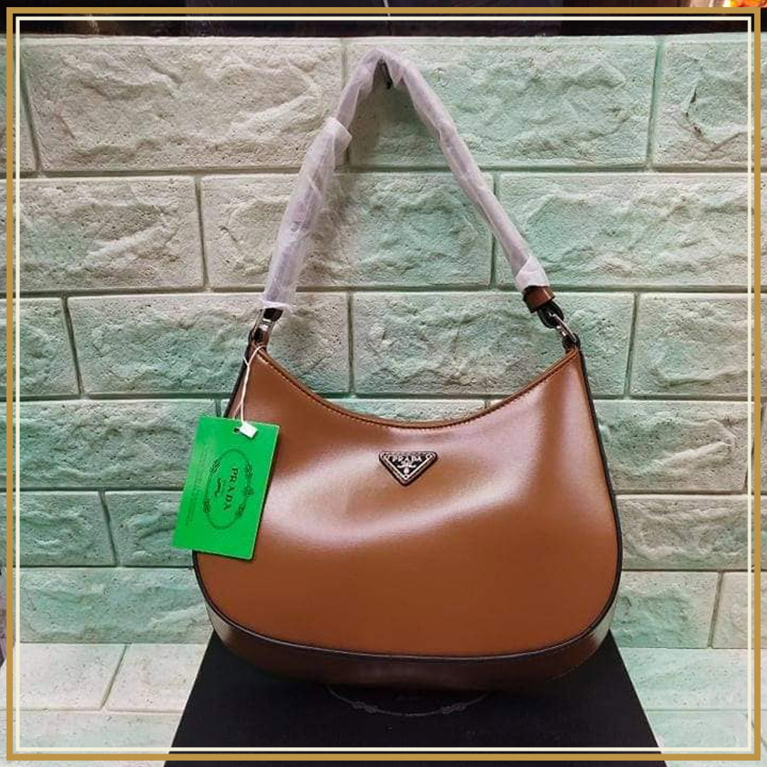PRD823 Casual Hobo Plain Leather Shoulder Bag