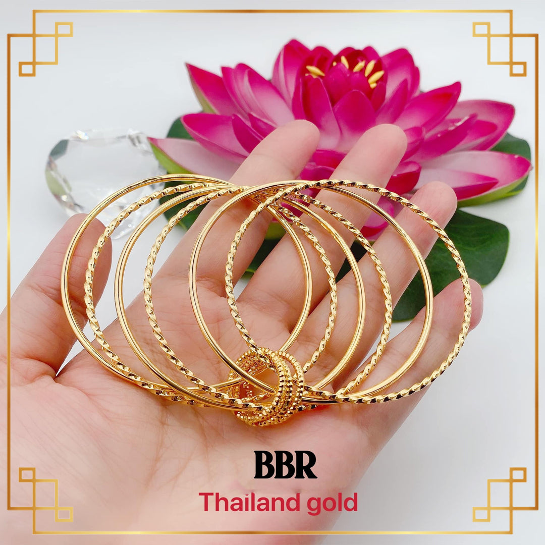6-Piece Thailand Gold Bangle Bracelet