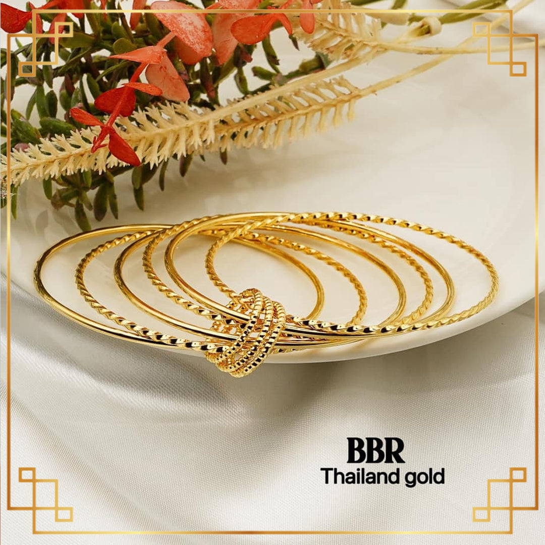 6-Piece Thailand Gold Bangle Bracelet