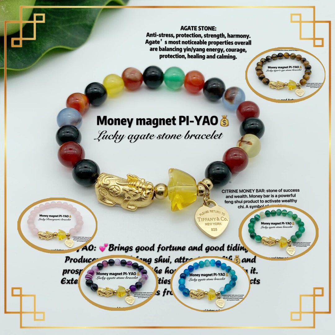 Lucky Money Magnet Pi-Yao Citrine Money Bar Gemstone Bracelet