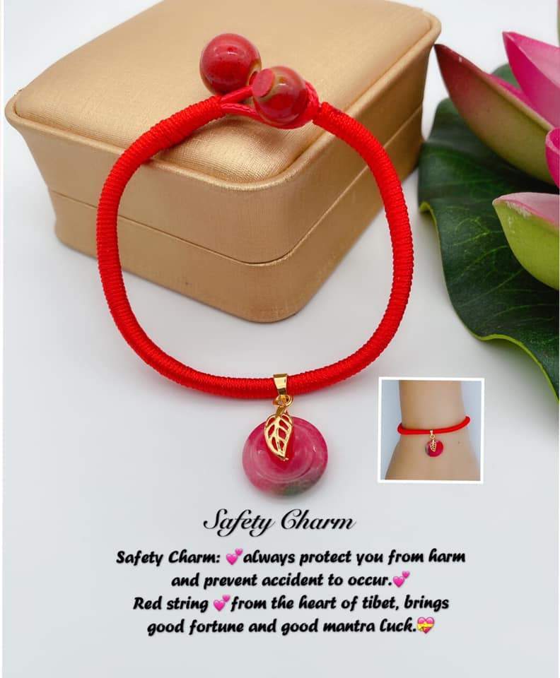 Safety Charm Tibetan Red String Jade Bracelet